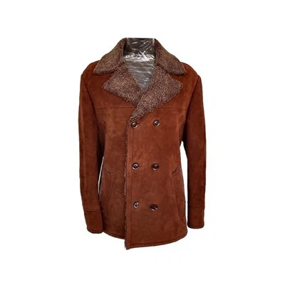 Mens Faux Craiceann Caorach Blazer Doulbe Cíche